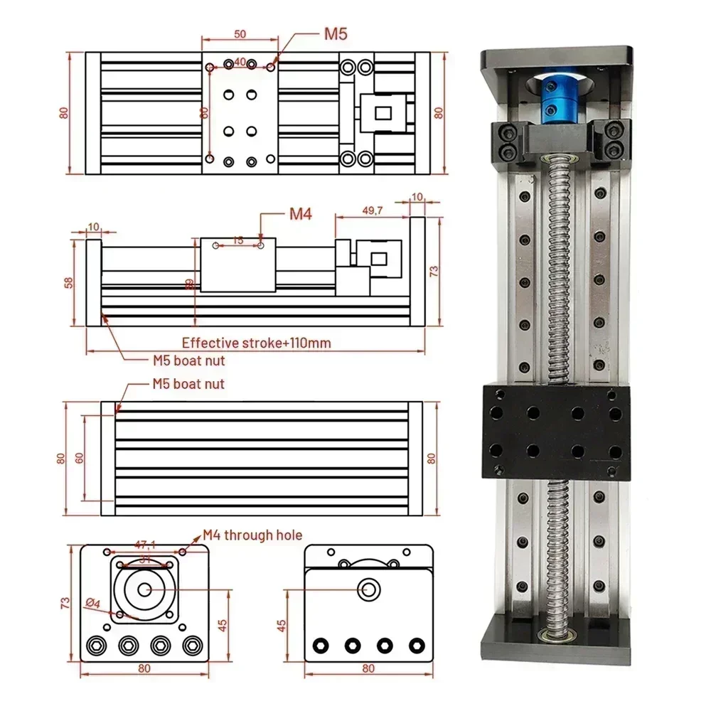 Linear Rail Motor Kit CNC Ball Screw Sliding Table SFU1605 Nema23 Motor Slide Table Linear Guide Stage XYZ Axis Motion Module