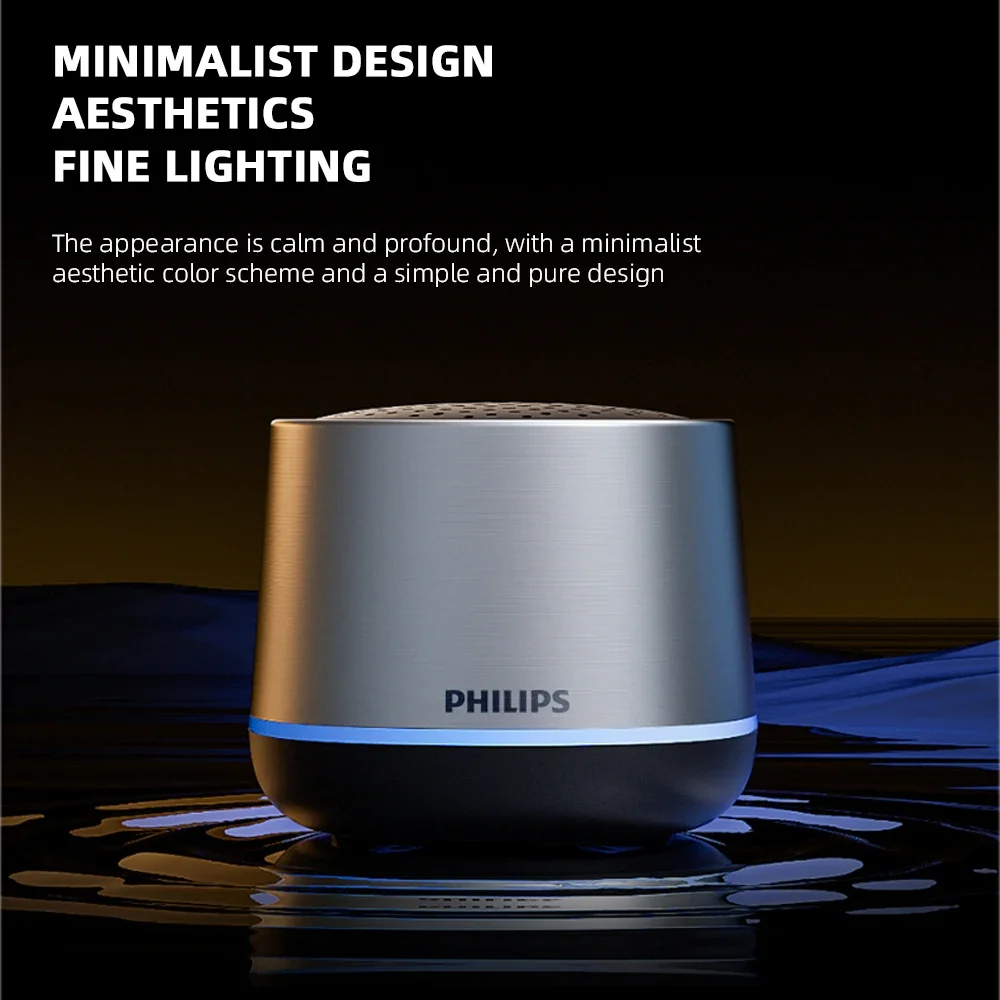 Caixa de Som Bluetooth Sem Fio Philips TAS1009 Mini Portátil Poderosa com Bateria de 1200mAh e Subwoofer RGB para Uso Externo