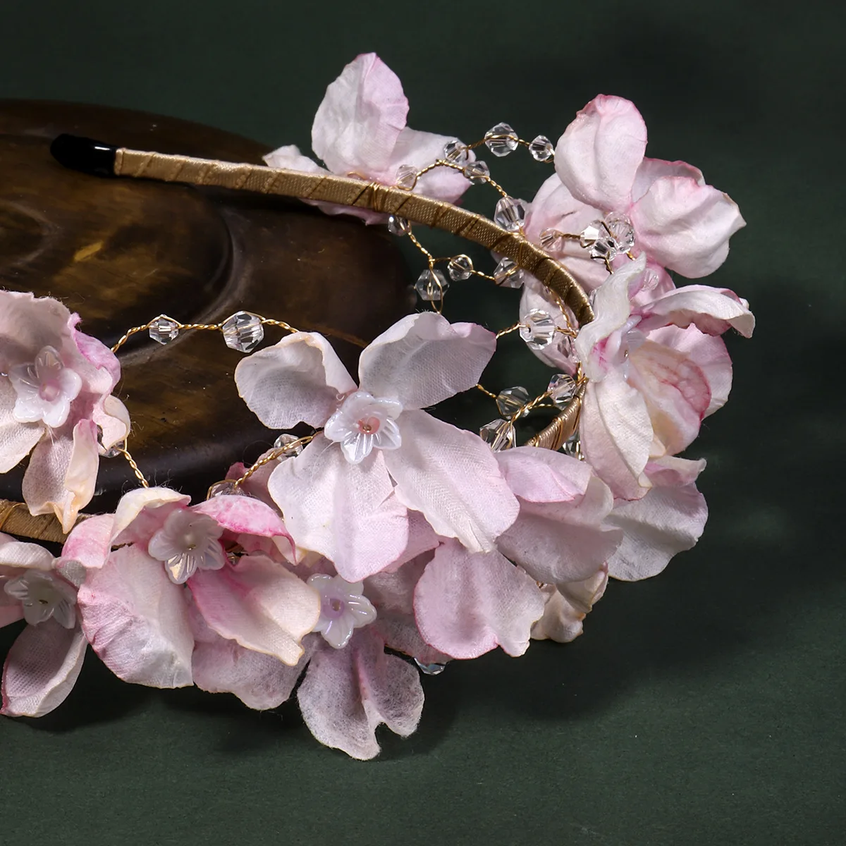 Flower Hairband Bridal Hair Jewelry Pearl Crystal Headband Birthday Party Tiara Wedding Hair Accessories For Women Marrige Crown