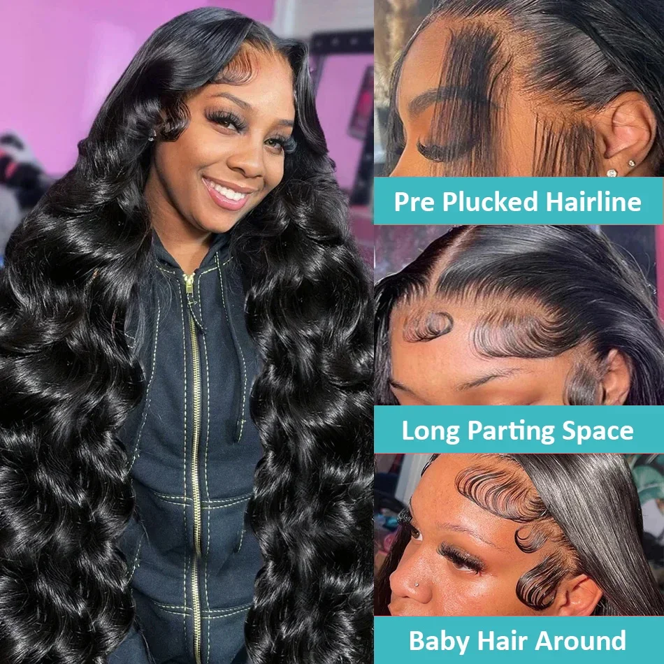 Perruque Lace Front Wig Body Wave brésilienne naturelle, cheveux humains, sans colle, 13x6 HD, 13x4, pour femmes