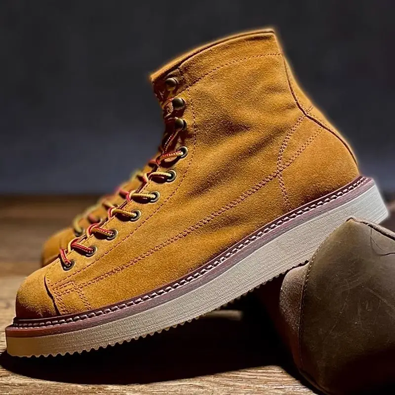 

Модные мужские ботинки с высоким берцем в стиле ретро Briti Sle Thi Bot, увеличивающие рабочие ботинки, теплая резиновая подошва с круглым носком