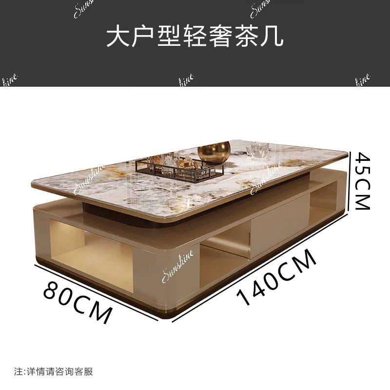Light luxury rectangular villa large-sized microcrystalline stone coffee table  FT