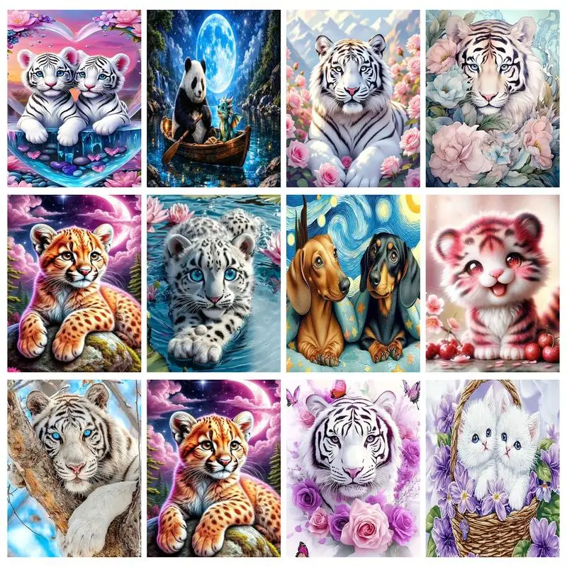 

GATYZTORY Oil Painting By Numbers Tiger Animal Drawing On Canvas DIY Pictures By Number Kits Hand Painted Paintings Home Decor