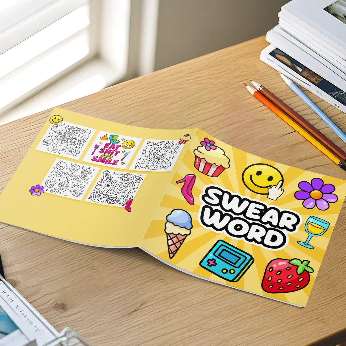 كتب تلوين SWEAR WORD للبالغين والمراهقين تتميز بكتب تلوين كرتونية لطيفة للجراء للاسترخاء في لحظة مريحة