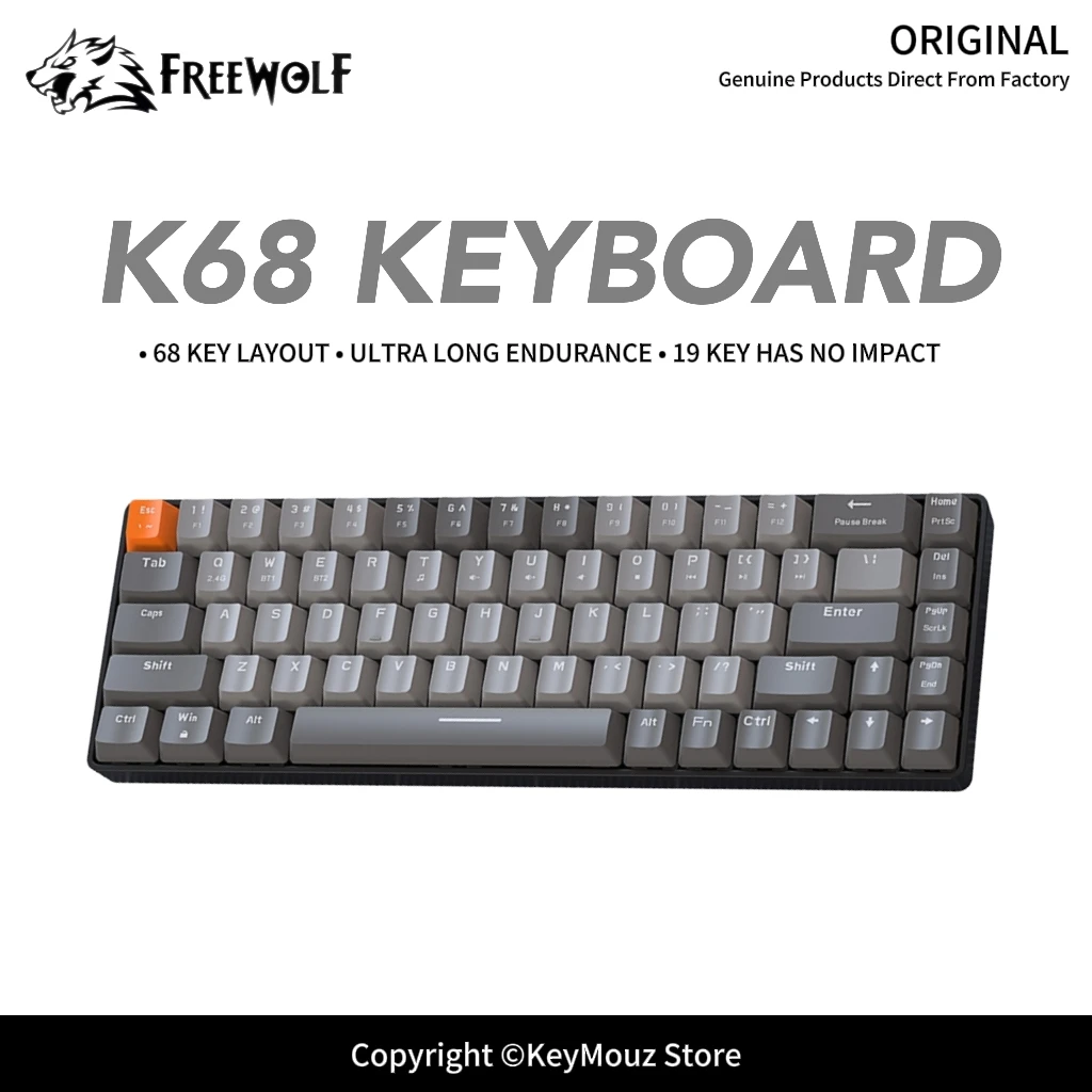 K68 Compact Dual Mode Mechanical Keyboard Bluetooth Wireless 68 Keys Layout Portable Ergonomic for Multi Device Uses