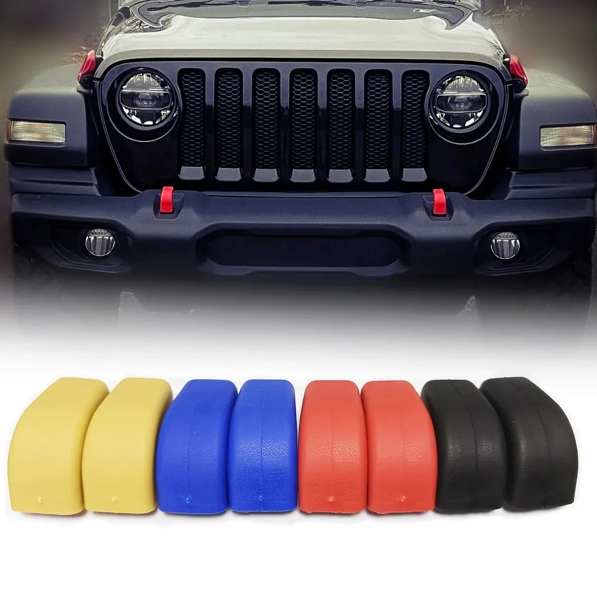 

Front Bumper Tow Hook Covers Towball Hook Protector Car Accessories For Jeep Wrangler JK JL Gladiator JT 2007-2023+