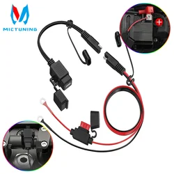MICTUNING SAE to USB Cable Adapter Waterproof With Inline fuse Phone GPS MP4 Charger Cable USB Fast Port For Motorcycle Tablets