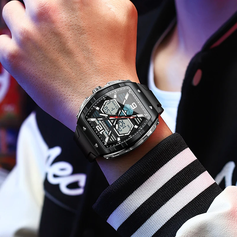 

LIGE цифровые мужские военные часы 50 м водонепроницаемые наручные часы светодиодные кварцевые часы спортивные часы мужские большие часы Relogios Masculino