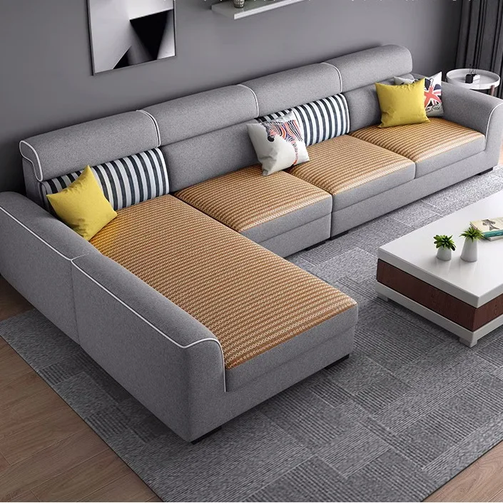 Nordic Fabric Sofa Living Room Modern Simple Size Apartment Removable And Washable Latex Winter And Summer Dual-purpose Technolo