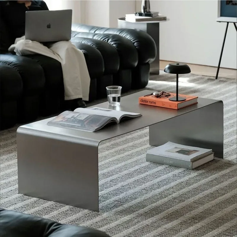 Bauhaus Stainless Steel Coffee Table Rectangular Modern Low Table Minimalist Side Table Household Living Room Metal Tea Desk