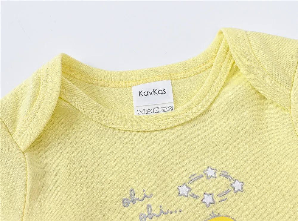 Kavkas Autumn Unisex Baby Clothes 0-12 Months 100% Cotton Yellow Duck Design Newborn Bodysuit Overalls