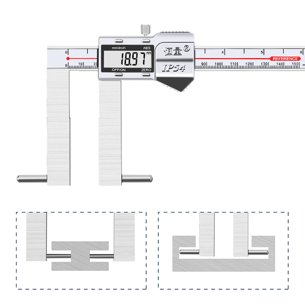 Imagem -05 - Espessura da Parede Caliper Outer Groove Digital Caliper Tube Bottle Bottom Medição Diâmetro Grande Span