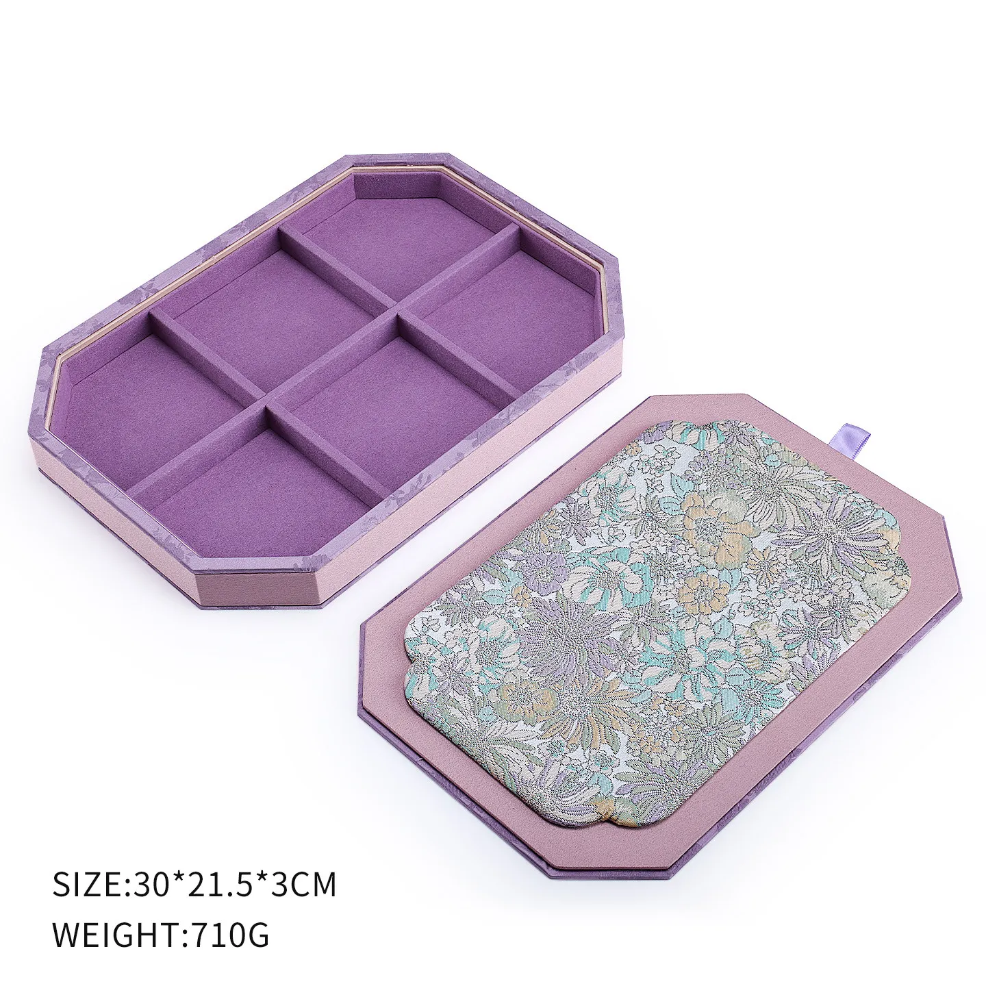 Palace Pink Velvet Jewelry Box with Lid, Ramadan Gift Storage for Bracelet Ring & Hand String, High-End Octagonal Organizer