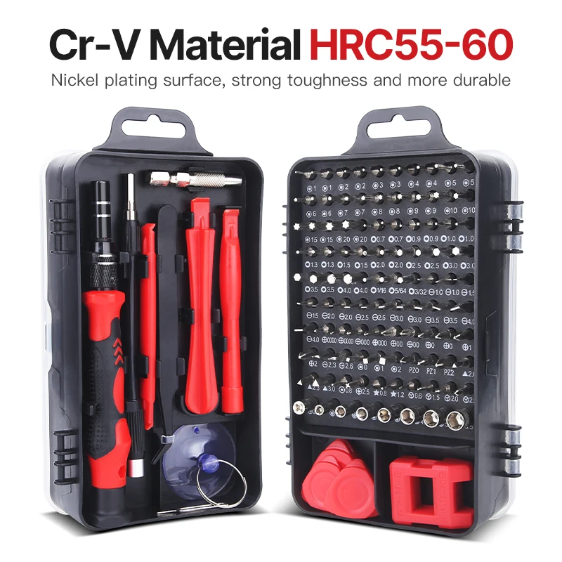 HUHAO 115 in 1 Magnetic Precision Screwdriver Set Mini Repair Tool Kit for Computer Laptop Cell Phone Household Repair Tool