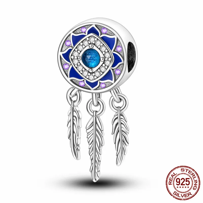 

S925 Sterling Silver Dreamcatcher Pendant with Beads, suitable for DIY handmade bracelets and a perfect jewelry gift for women.