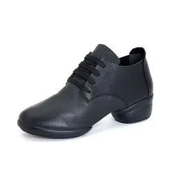 Sapatos de dança quadrados de couro genuíno para mulheres, sola macia ao ar livre, marinheiro, jazzbusiness, botas de ventilação modernas, novo