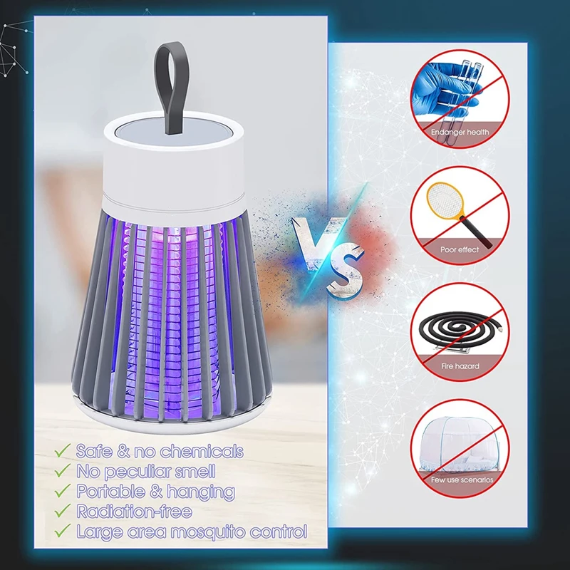 1PC Electric Shock Mosquito Killer Lamp Waterproof Two-in-One Bug Zapper For Bedroom Outdoor Use - Kills Moths Wasps Gnats More!