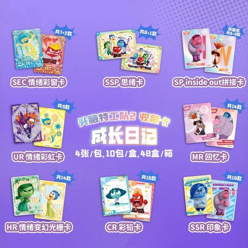 Inside Out Card Blind Box Stitch Inside Out 40pcs Movie Collection Card Growth Diary Cartoon Peripheral Kid Christmas Gift