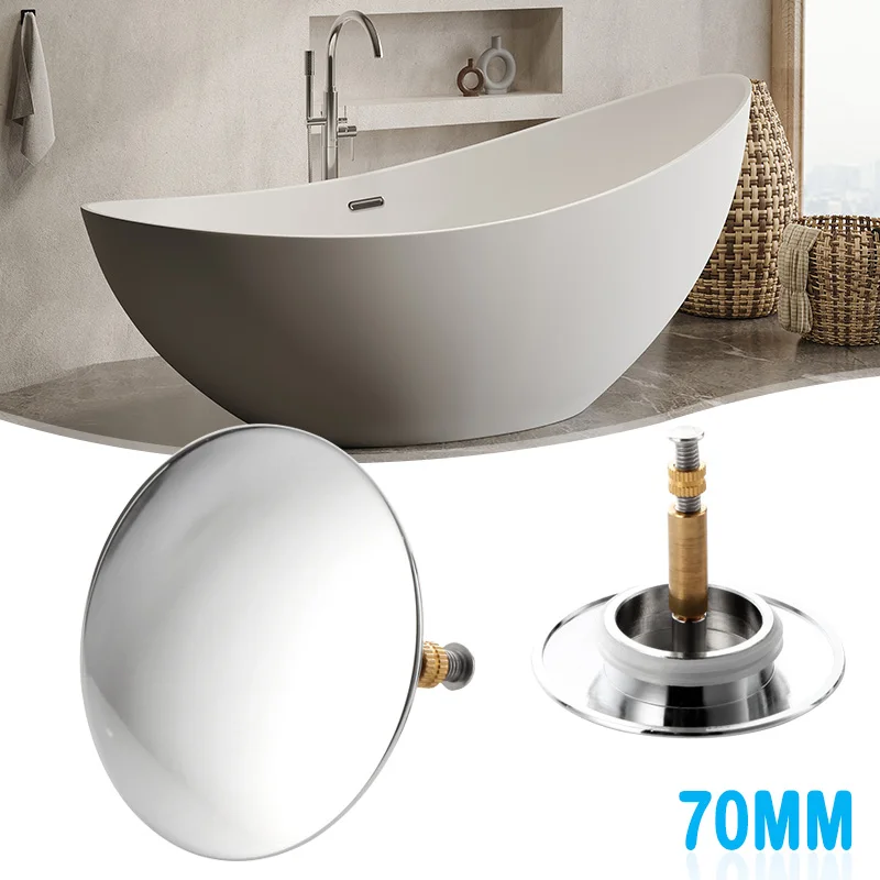 

70mm Bathtub Drain Stopper Adjustable Silver Basin Waste Stopper Plug Bath Replacement Pop-Up Plug For Most Sinks Bath Tubs 43mm