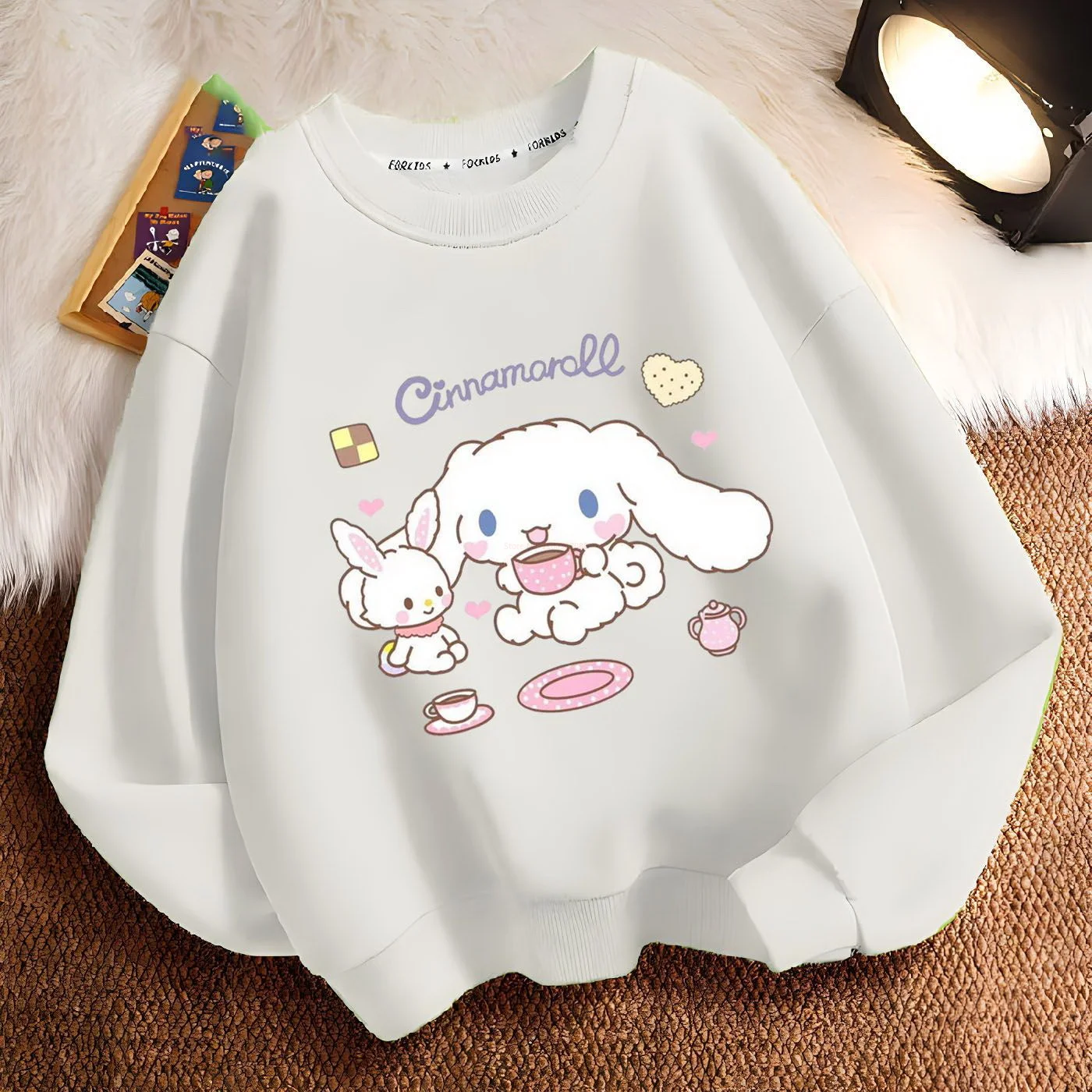 new Cartoon Sanrio Cinnamoroll Pattern Girls' Sweatshirt Autumn And Winter Thickening Section Sweatshirt Girls' Trendy Clothes