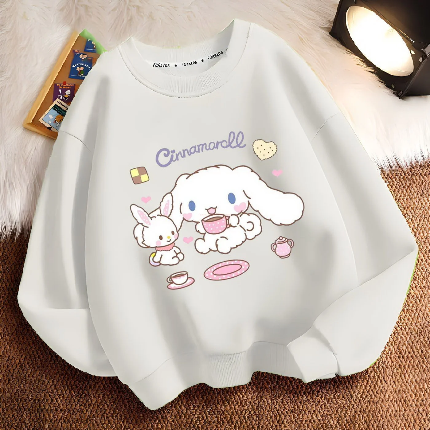 new Cartoon Sanrio Cinnamoroll Pattern Girls\' Sweatshirt Autumn And Winter Thickening Section Sweatshirt Girls\' Trendy Clothes