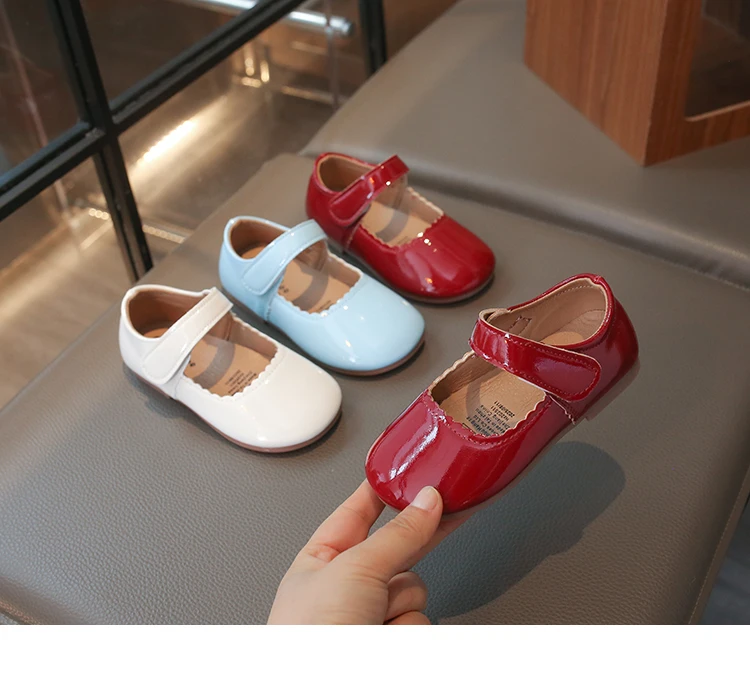 Girls Soft Bottom Multi-color Leather Spring Autumn New Baby Girl Bright Color Leather England Style Breathable Princess Shoes