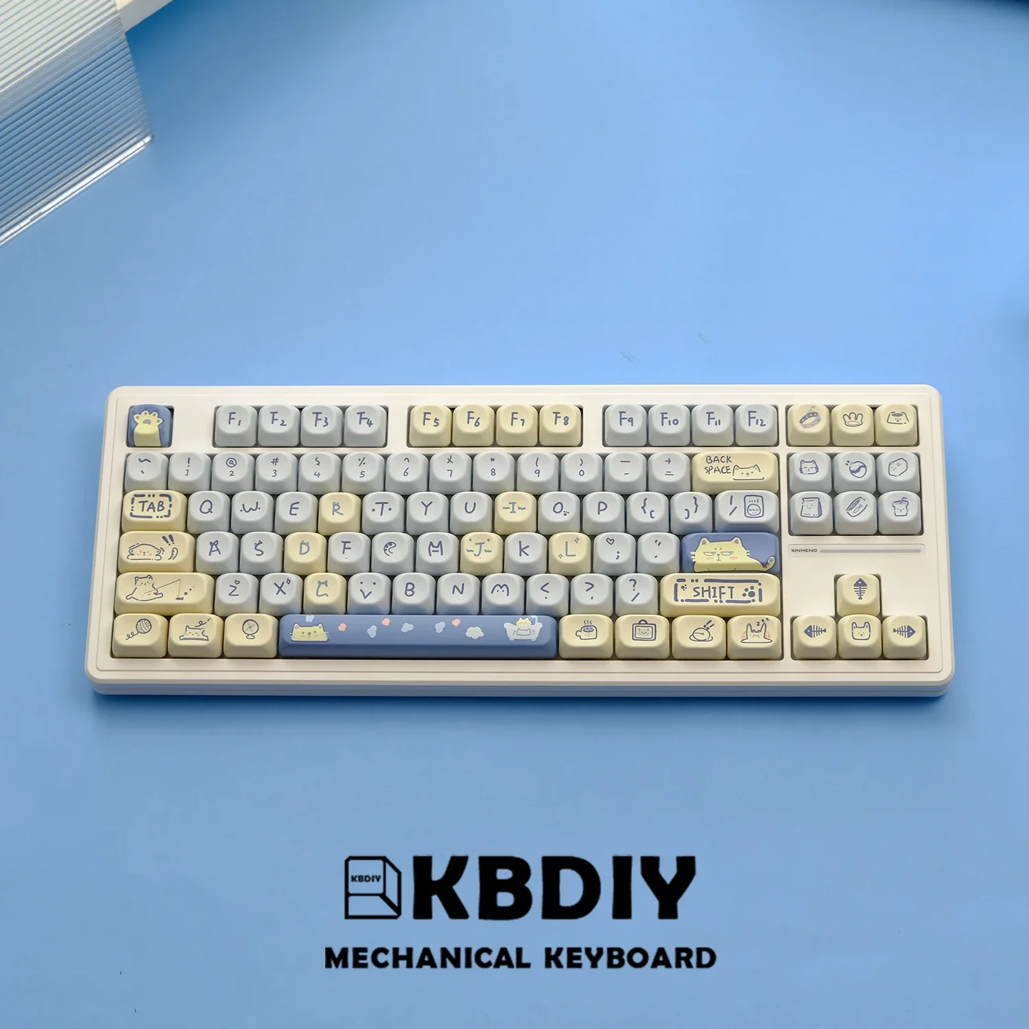 KBDiy 141 مفتاح KOA Profile PBT Keycap مخصص الأزرق مواء كيكابس للوحة المفاتيح الميكانيكية الألعاب ماك لطيف MX مفاتيح 7U الفضاء بار