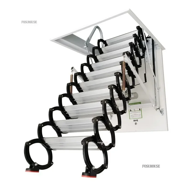 

Remote Control Ceiling Folding Telescopic Ladder Electric Attic Stairs with Handrails Home Furniture Thickened Step Ladders M
