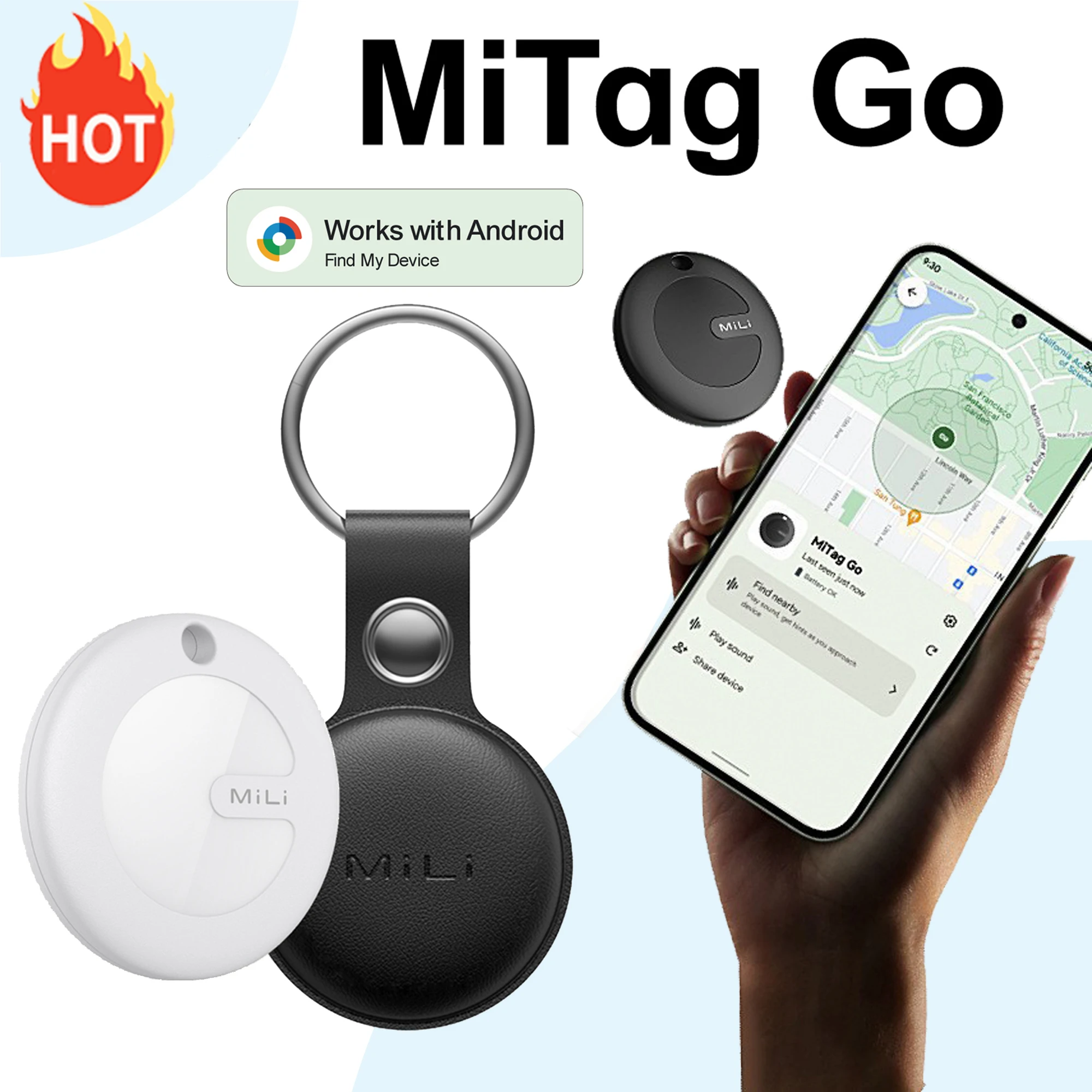 Hot MiLi Smart Tracker System Find My App Portable Airtag Smart Bluetooth Locator Child Finder Bag Anti-Loss Tracker For Android