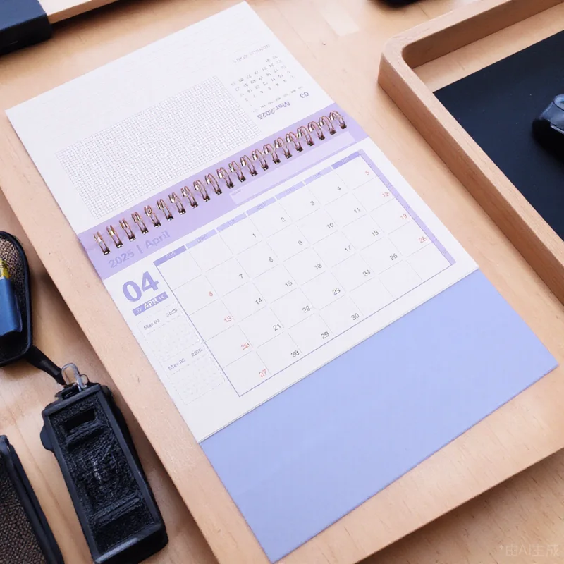 

Multifunctional Desktop Calendar English Version Long-Lasting Portable Office Supply Spiral Standing Calendar For Home Office