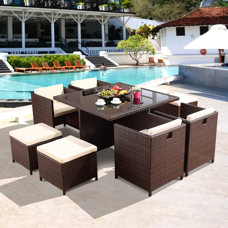 

Outdoor tables and chairs Balcony Modern simple terrace Outdoor garden Bar Cafe Imitation rattan chair Leisure combination furni