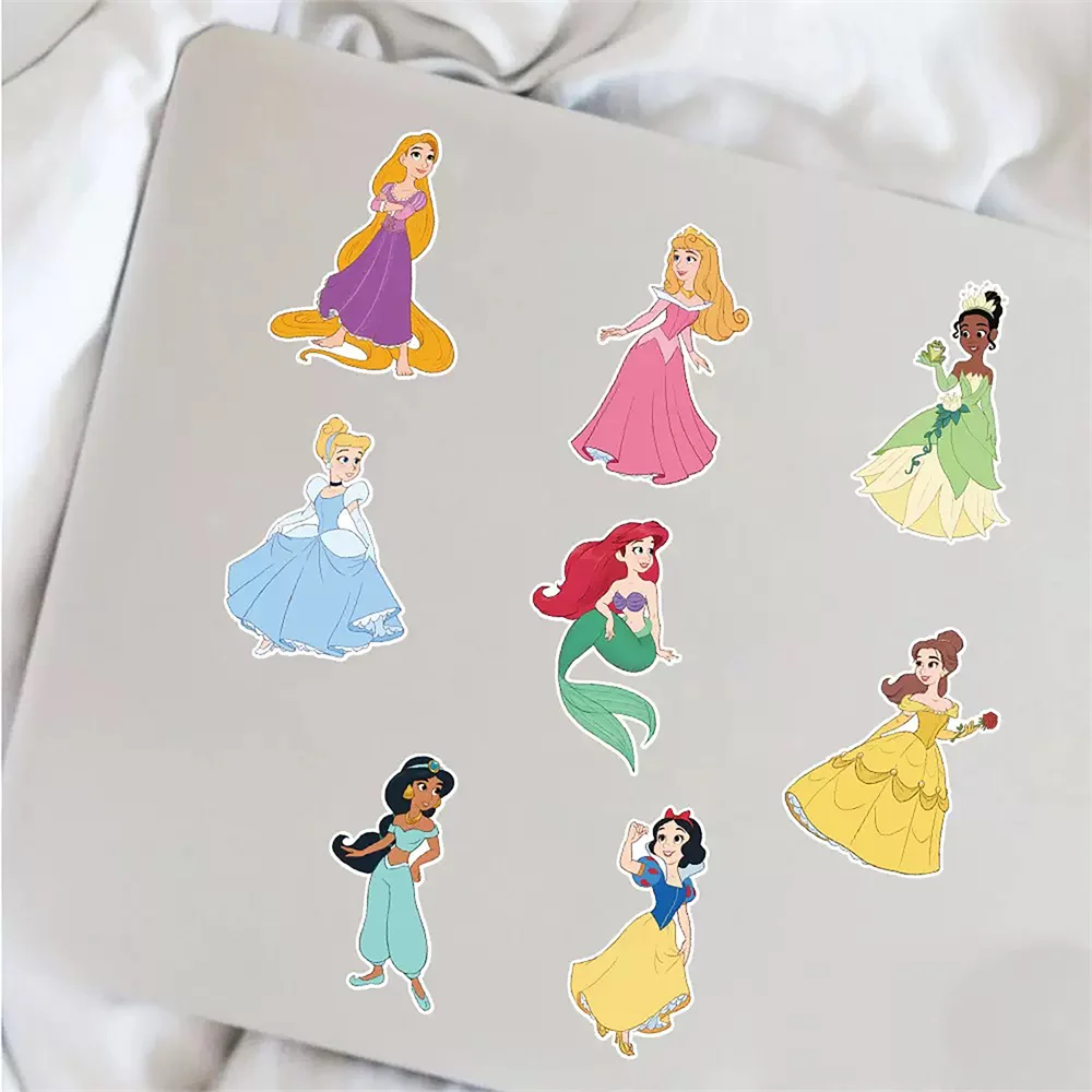 8Sheets/Set Disney Cartoon Princess Puzzle Stickers For Scrapbook Guitar Luggage Stickers Parent-Child Interactive Toys Stickers
