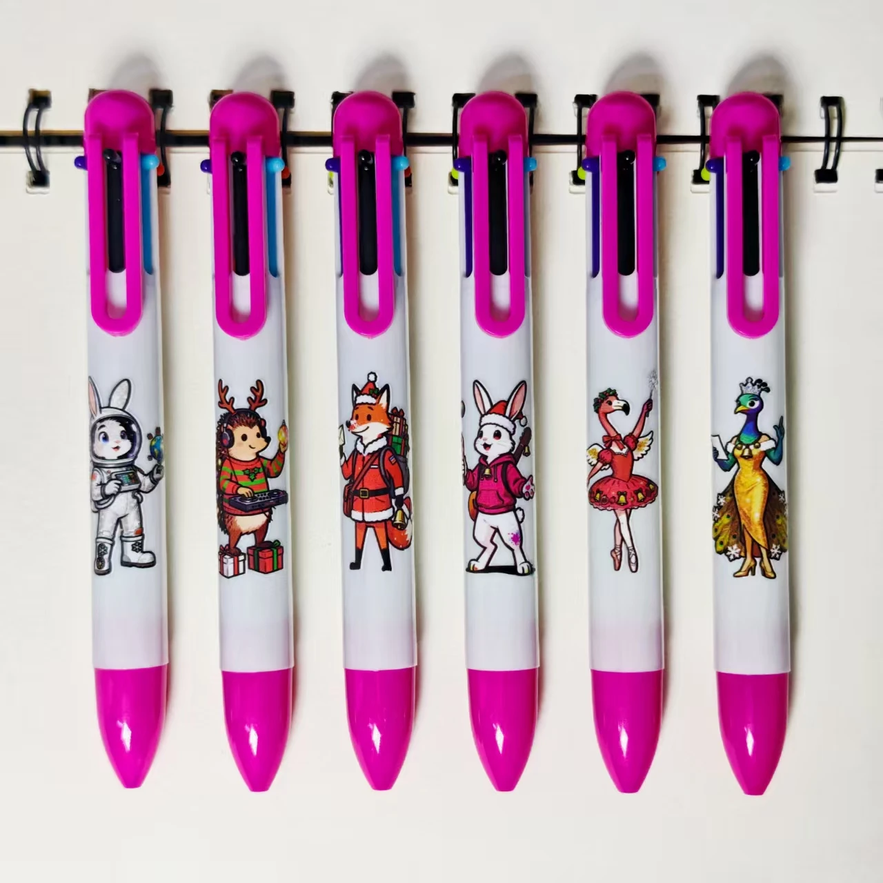 

8/16pcs Multiple Creative Christmas Animal Shaped Theme Multi Color Pen Daily Office Learning Stationery Gift Ballpoint Pen