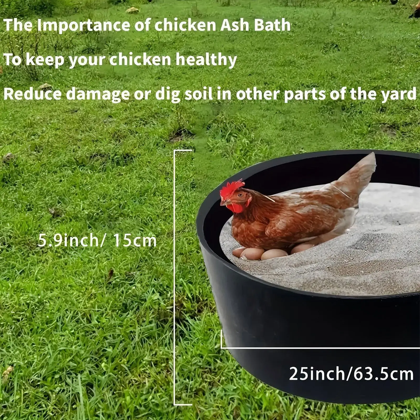 

Chicken Dust Bath Container Rooster Coop Accessories Chicken Coop Cleaner Container For Poultry Hens Rooster Pool Farms Lawn