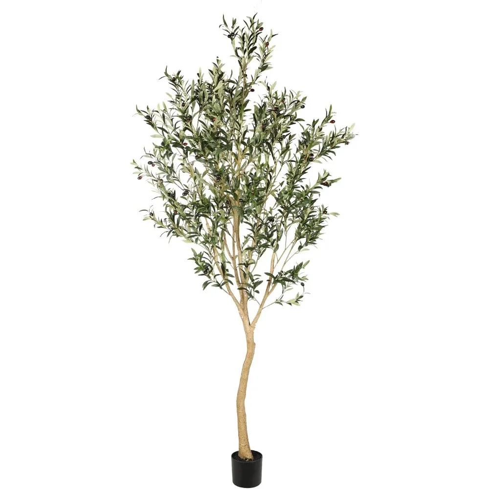 

8ft Tall Faux Olive Tree - Realistic Large Silk Artificial Olive Trees for Home Office Decor Indoor