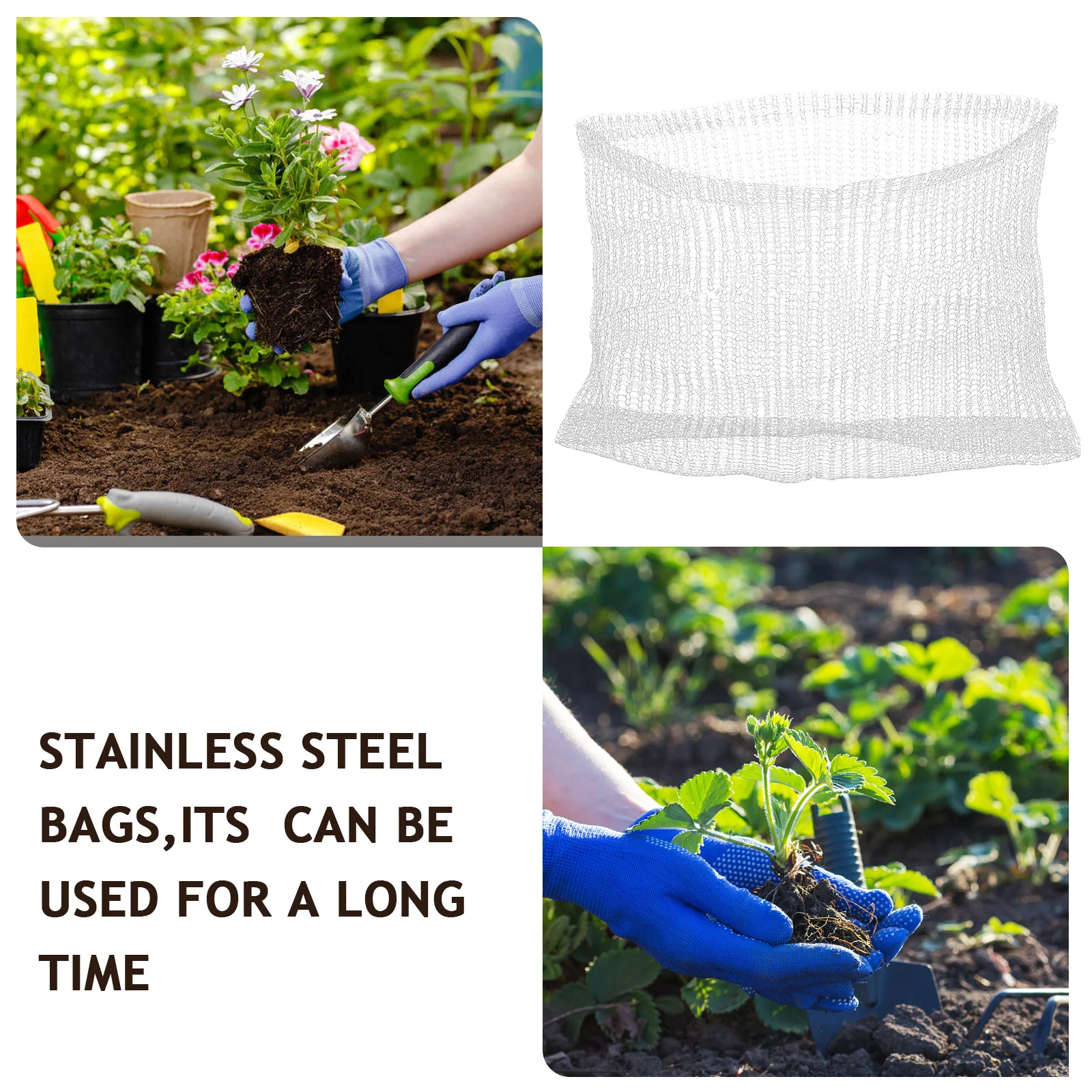 2Pcs Stainless Steel Wire Baskets Flower Root Mesh Protectors Practical Garden Supplies Net Pouches Protective Garden Netting