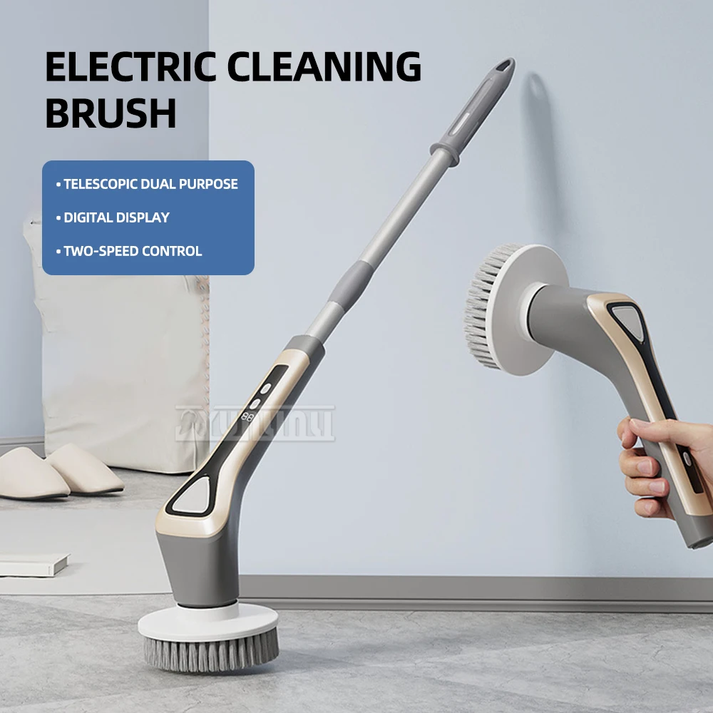 Handheld Wireless Rotary Cleaner Extension Handle Cleaning Brush Electric Multipurpose Cleaning Brush