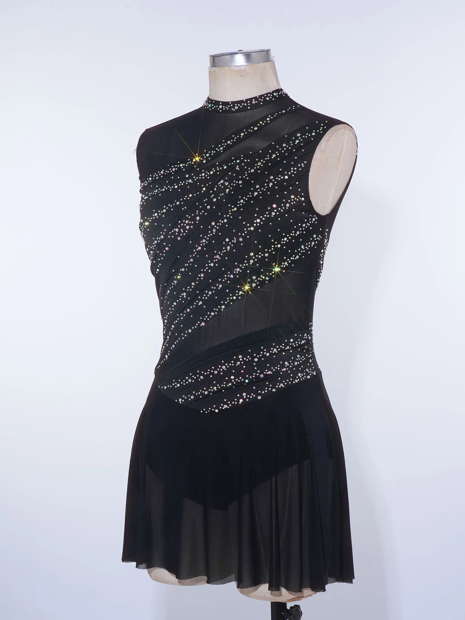 

Женский комбинезон-боди с открытыми спиной, стразами, асимметричным подолом и бахромой, для танцев танго, ча-ча-ча, латиноамериканских танцев, с завязками на шее