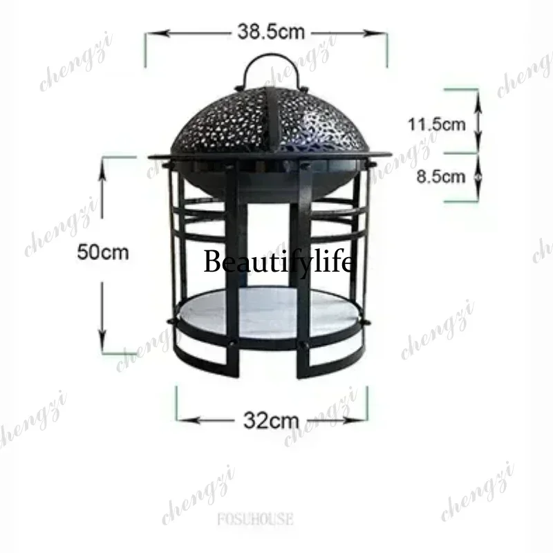 European Modern Indoor Outdoor Smokeless Carbon Stove Portable Heating Fire Pit Home BBQ Grill Stand Efficient Brazier Furnace