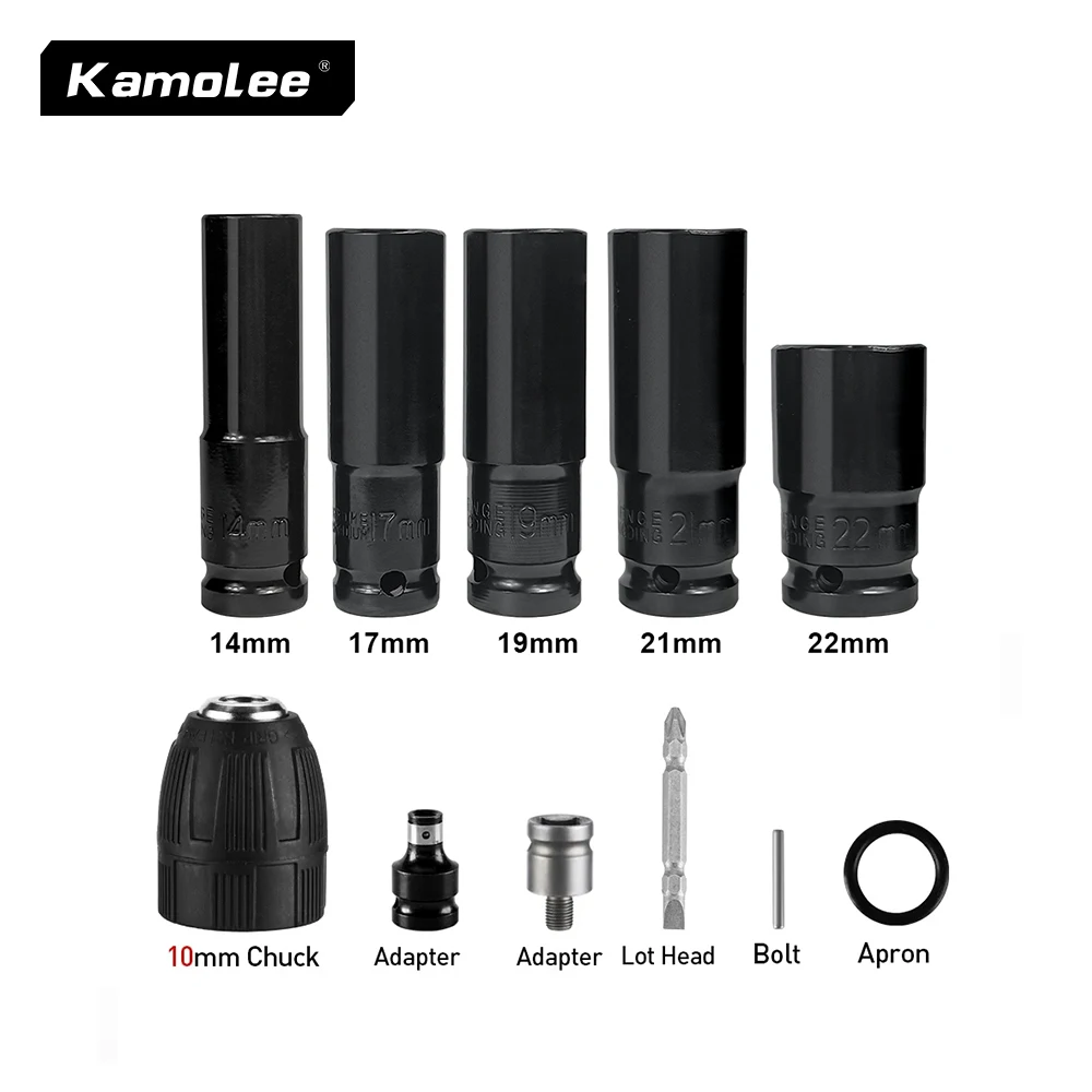 

Kamolee 1/2 Inch Impact Wrench Socket Set Hexagonal Square Impact Of Sockets 14/17/19/21/22MM For Electric PAS/Handsteak Key