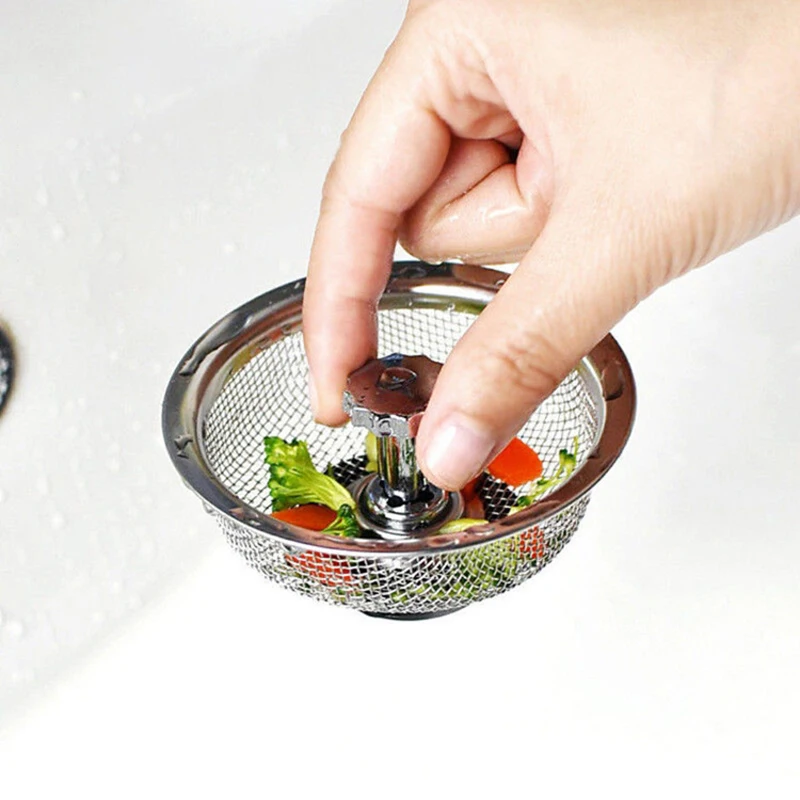 1PCS Kitchen Sink Filter Stainless Steel Mesh Sink Strainer Filter Bathroom Sink Strainer Drain Hole Filter Trap Waste Screen