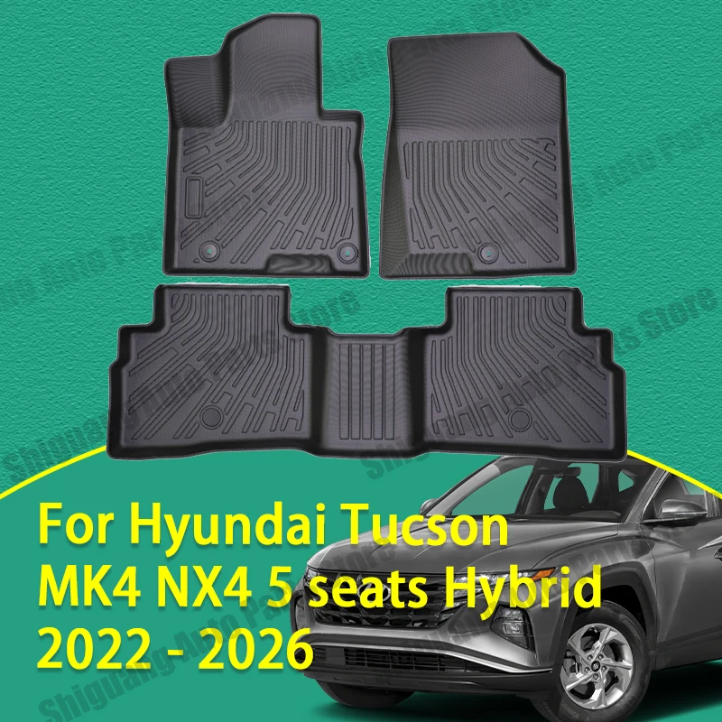 Front Rear TPE Floor Mats for Hyundai Tucson MK4 NX4 5 Seats Hybrid 2022 - 2026 Backrest Cushion Trunk Mat Waterproof Accessorie