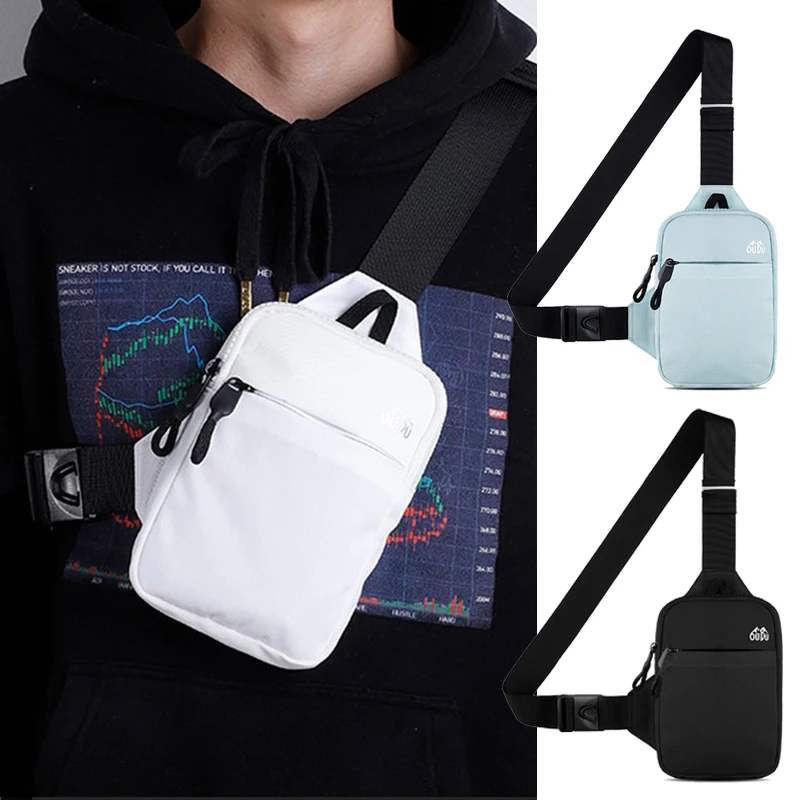 Men's Shoulder Chest Bag Nylon Waterproof Mini Sling Bag Outdoor Sports Cell Phone Bag Simple Popular Waist Pack Male