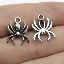 30pcs Charms Spider Halloween 17x14mm Antique Silver Color Pendants Making DIY Handmade Tibetan Bronze Jewelry