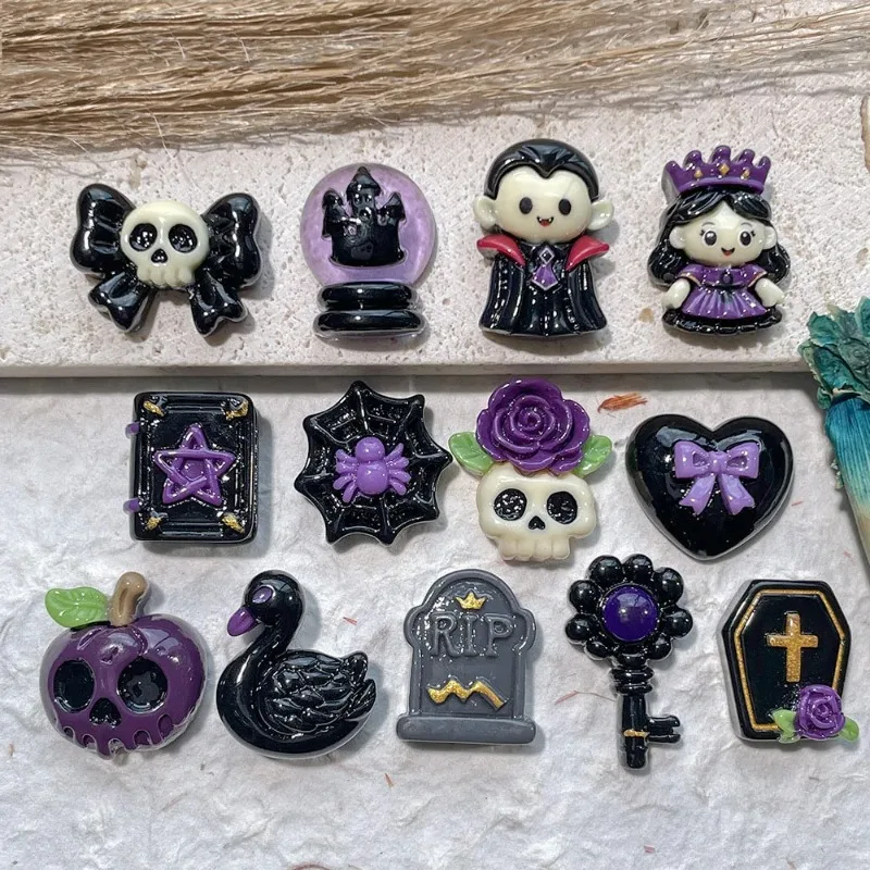 100Pcs Halloween Resin Flatback Cabochons, DIY Craft Accessories for Phone Case & Earrings