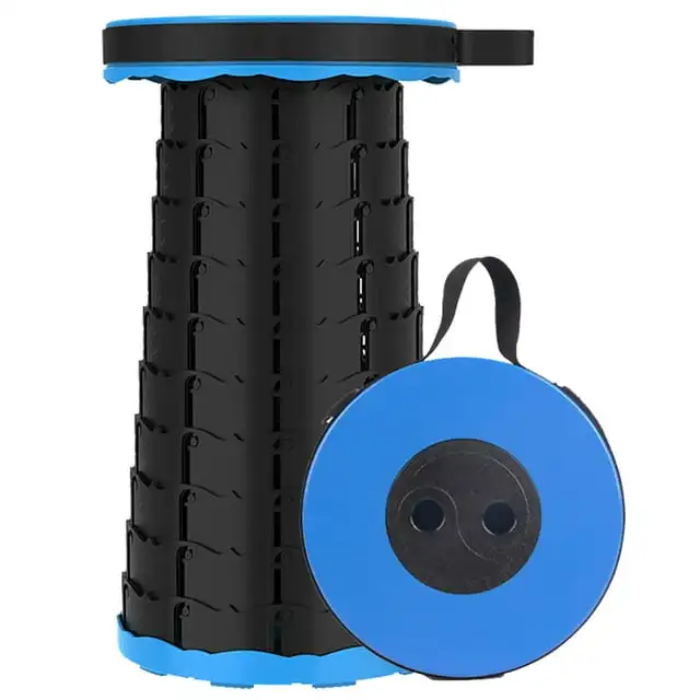 

Portable Camping Collapsible Stool Lightweight Stool with Load Capacity 400Lbs, Black, Adult