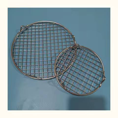 14-70CM Stainless Steel 304 Food Grade BBQ Barbecue Grill Wire Grid Round Mesh Net with 2CM High Feet for Water Oil Draining