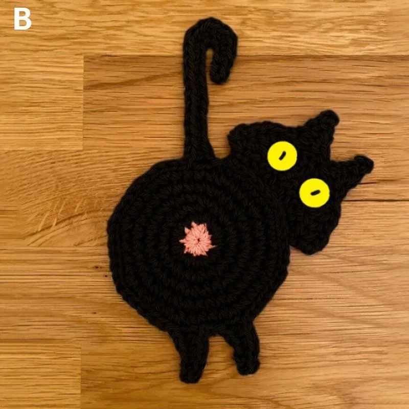 Funny Coaster High Temperature Resistant Easy To Clean Reused Various Styles Wear-resistant Heat Insulation Cloth Cat Butt Coast