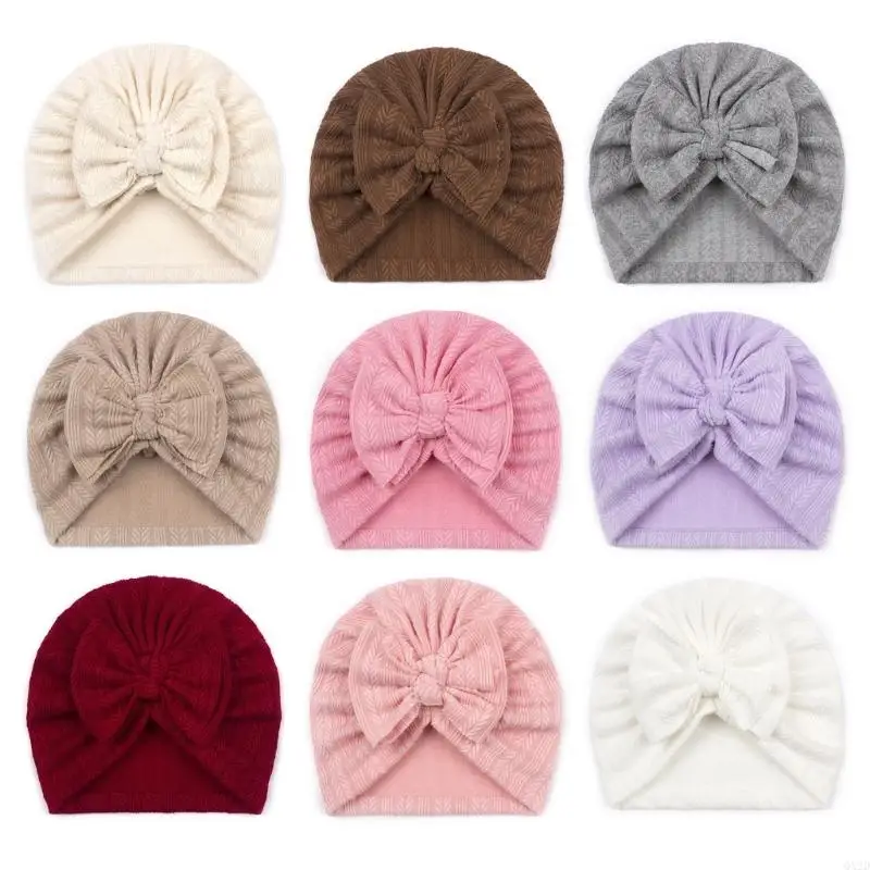 QX2D Hat for Baby Turban Hat Big Bows Boneless Hat Fashion Headwear for Infant 0-12M Headwrap Hat Newborn Shower Gift