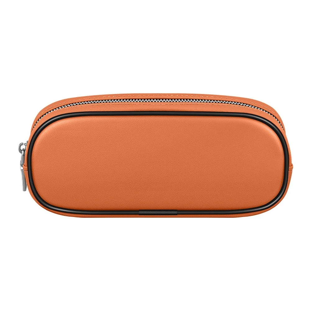Magnetic Car Organizer with PU Leather Storage Bag and Zipper Closure for Use on Sun Visor Dashboard and Center Console